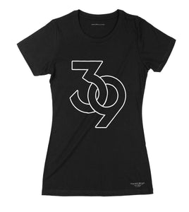 "39" print - Women's Black Premium Organic Cotton T-shirt - Crowns Down Clothiers