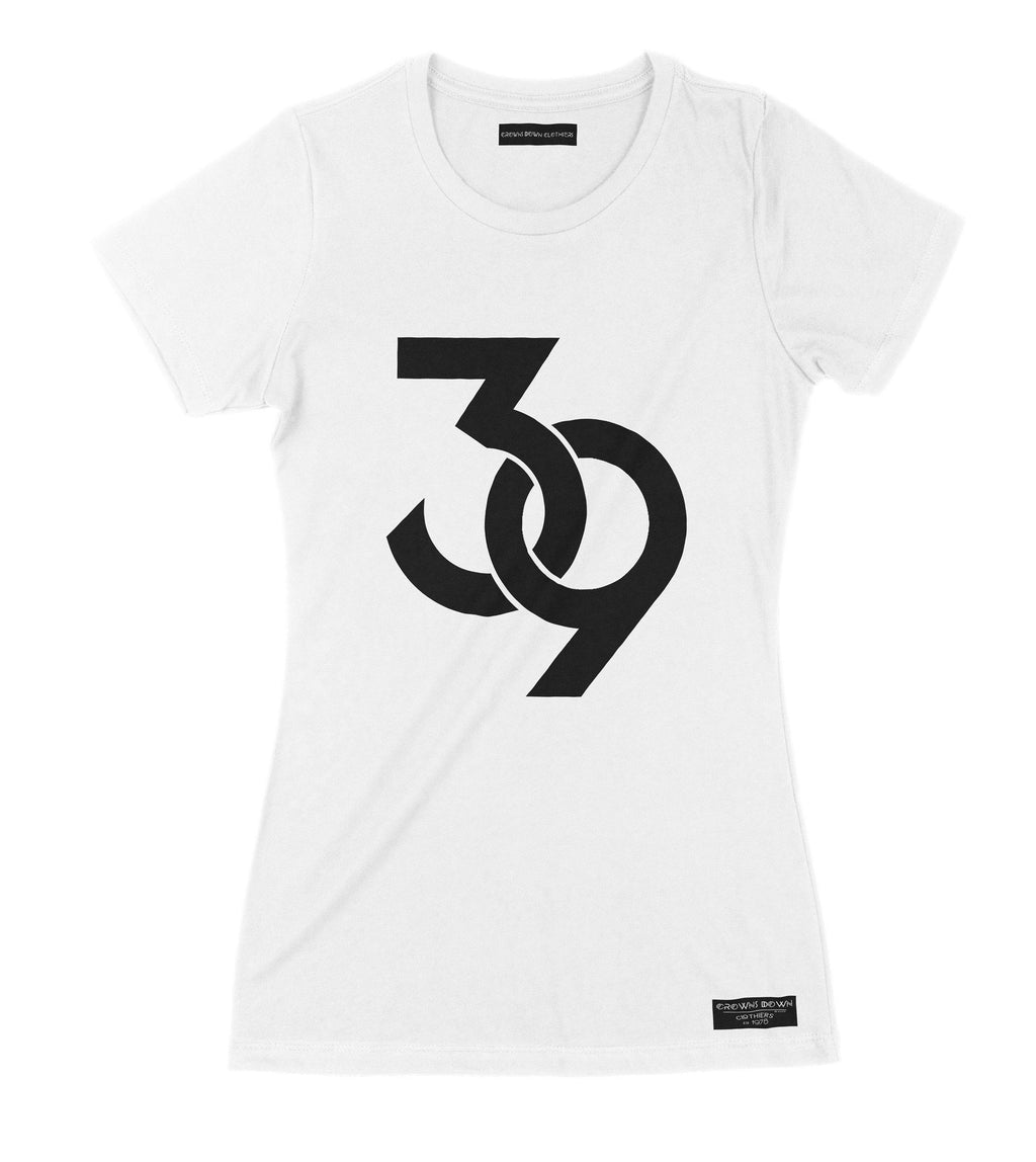 "39" print - Women's White Premium Organic Cotton T-shirt - Crowns Down Clothiers