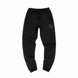 "39" embroidered patch - Unisex Black Heavyweight Premium Organic Cotton Sweatpants - Crowns Down Clothiers