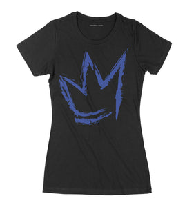 "Signature Crown" Blue print - Women's Black Premium Organic Cotton T-shirt