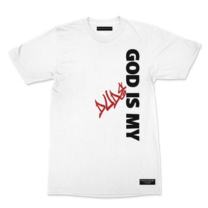 "God Is My Dude" print - Men's White Premium Organic Cotton T-shirt - Crowns Down Clothiers