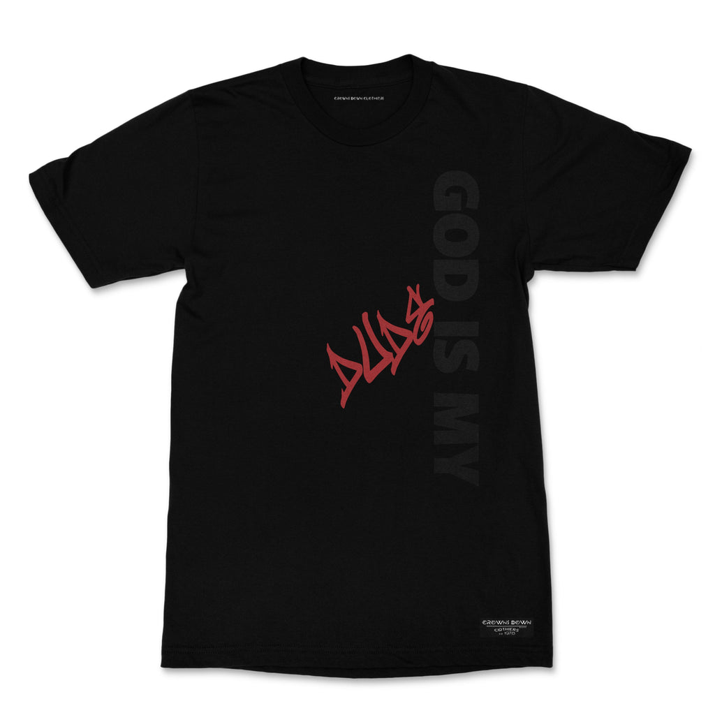 "God Is My Dude" print - Men's Black Premium Organic Cotton T-shirt - Crowns Down Clothiers