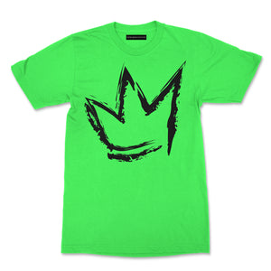 "Signature Crown" Black print - Unisex Neon Green Cotton T-shirt