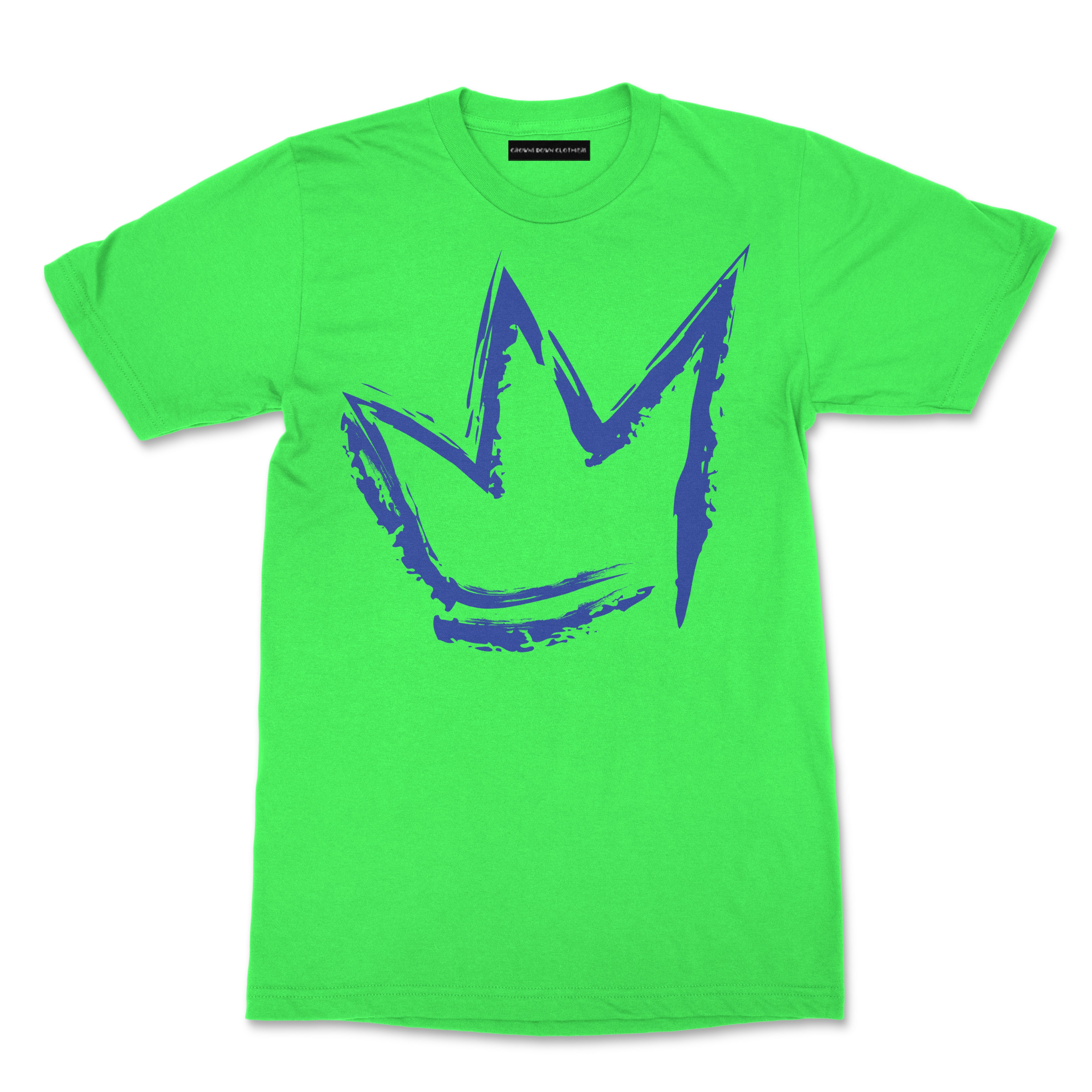 "Signature Crown" Blue print - Unisex Neon Green Cotton T-shirt