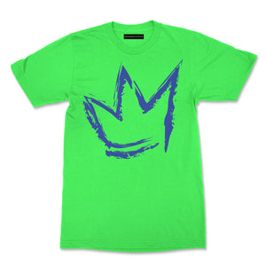 "Signature Crown" Blue print - Unisex Neon Green Cotton T-shirt