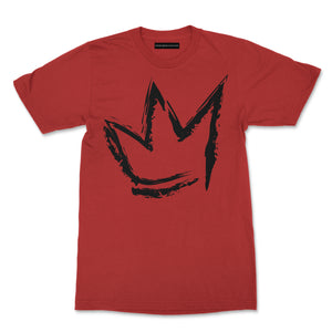 "Signature Crown" Black print - Unisex Red Cotton T-shirt