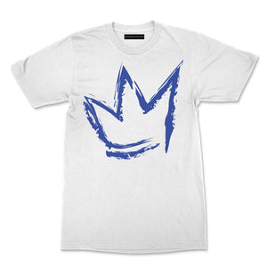 "Signature Crown" Blue print - Unisex White Premium Organic Cotton T-shirt