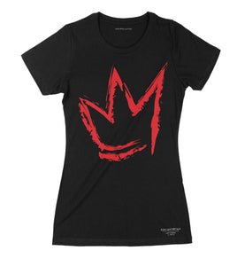 "Signature Crown" Red print - Women's Black Premium Organic Cotton T-shirt