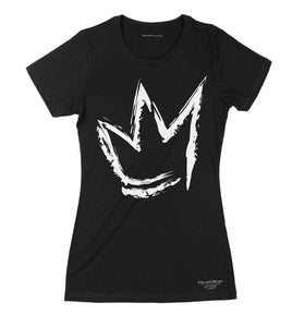 "Signature Crown" print - Women's Black Premium Organic Cotton T-shirt - Crowns Down Clothiers