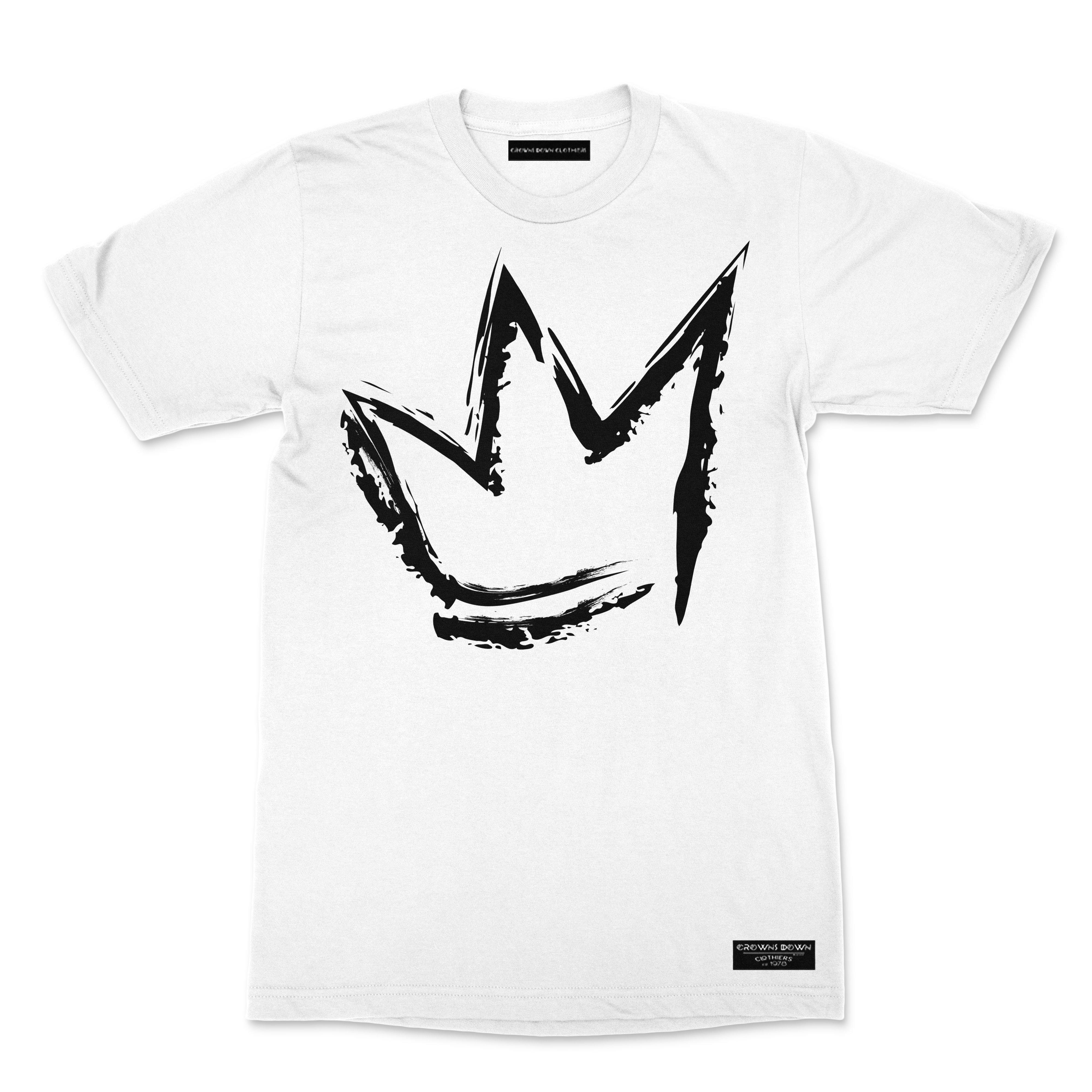 "Signature Crown" print - Men's White Premium Organic Cotton T-shirt - Crowns Down Clothiers