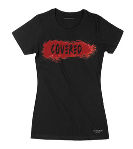 "Covered" print - Women's Black Premium Organic Cotton T-shirt - Crowns Down Clothiers