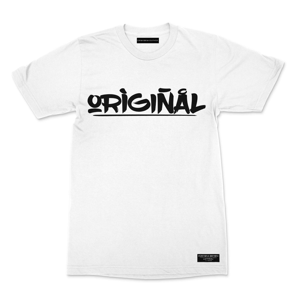 "Original" print - Men's White Premium Organic Cotton T-shirt - Crowns Down Clothiers