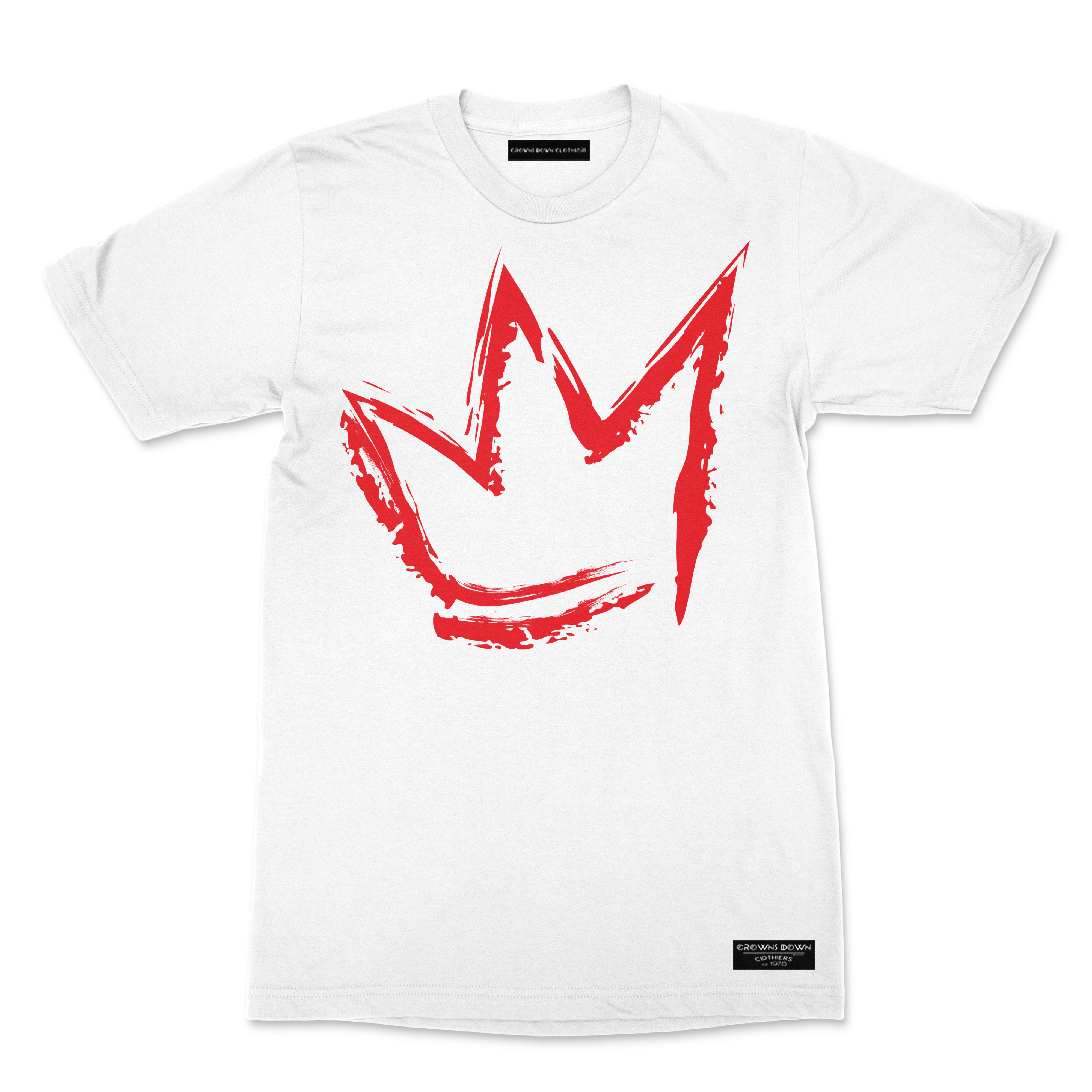 "Signature Crown" Red print - Unisex White Premium Organic Cotton T-shirt