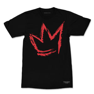 "Signature Crown" Red print - Unisex Black Premium Organic Cotton T-shirt