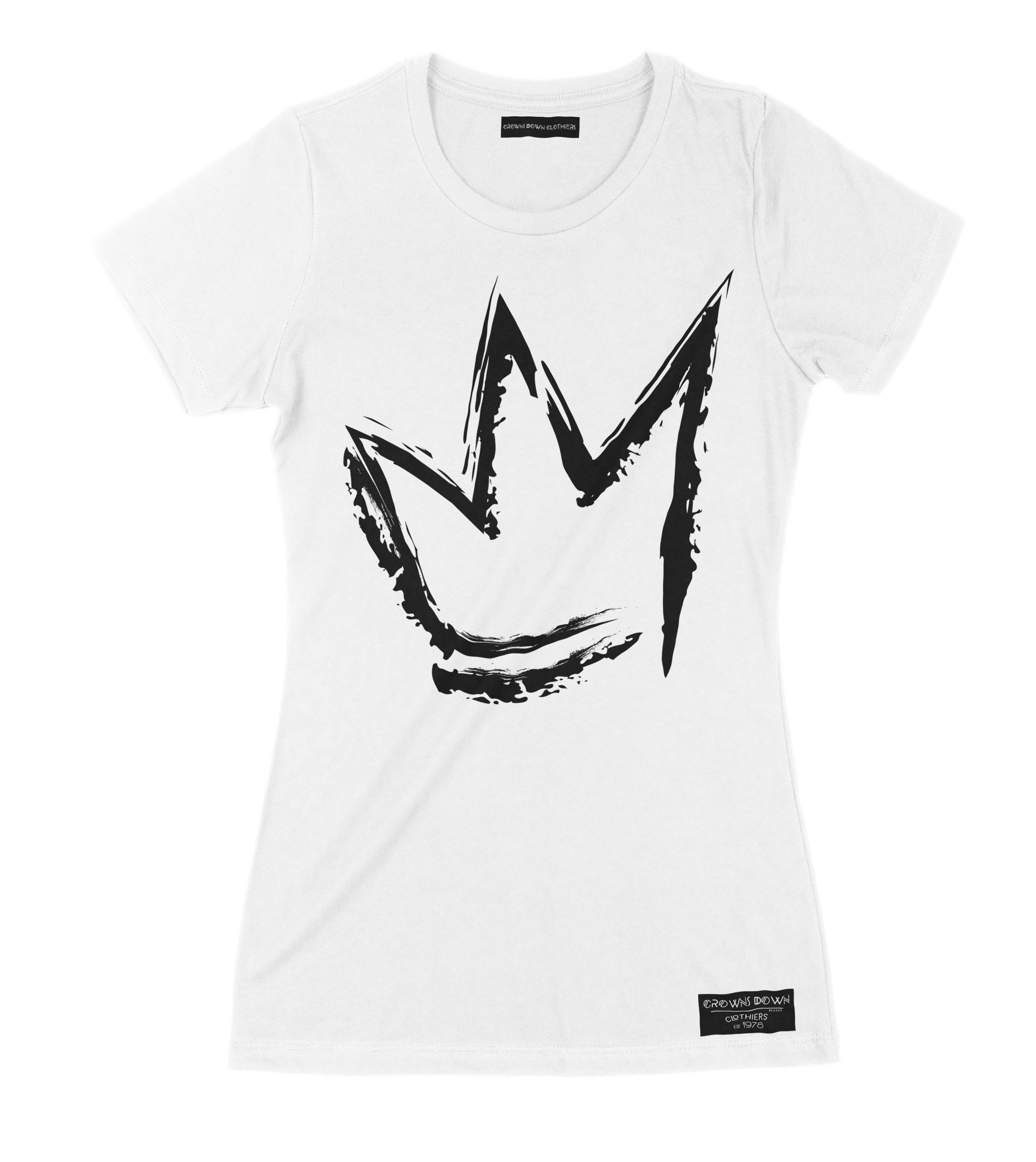 "Signature Crown" Black print - Women's White Premium Organic Cotton T-shirt