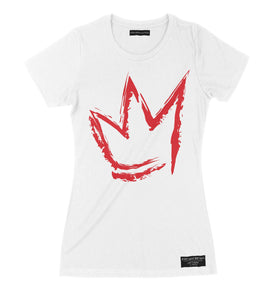 "Signature Crown" print - Women's White Premium Organic Cotton T-shirt - Crowns Down Clothiers